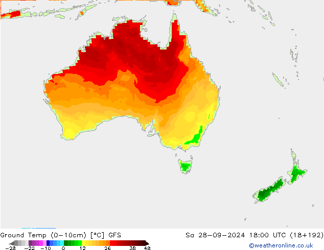 Ground Temp (0-10cm) GFS Sa 28.09.2024 18 UTC