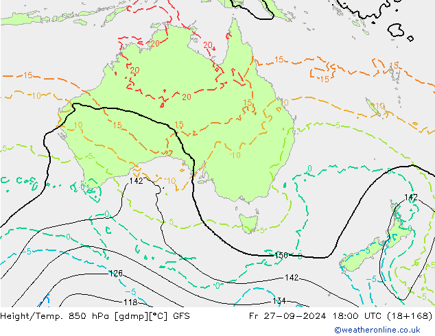 Yükseklik/Sıc. 850 hPa GFS Cu 27.09.2024 18 UTC