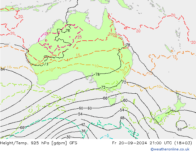 Height/Temp. 925 hPa GFS Fr 20.09.2024 21 UTC