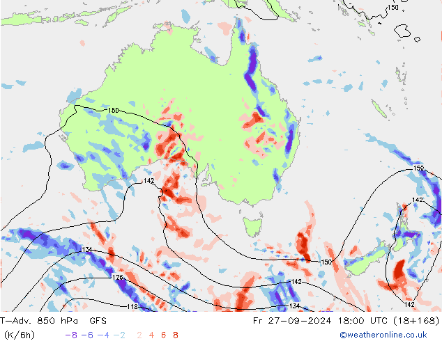 T-Adv. 850 hPa GFS vr 27.09.2024 18 UTC