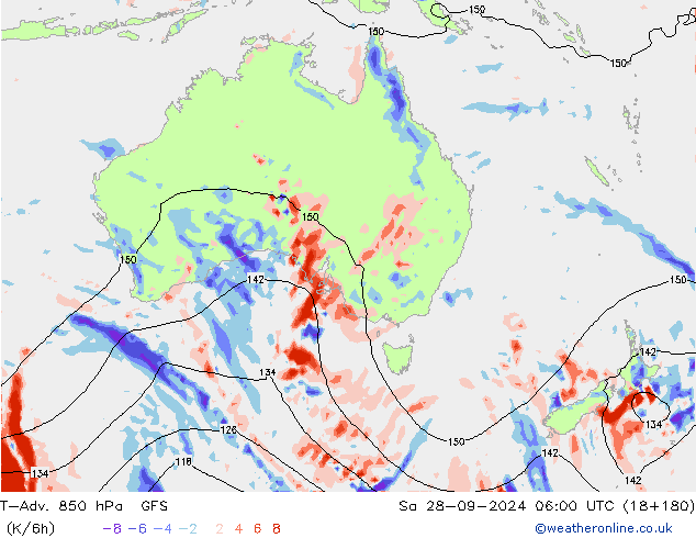 T-Adv. 850 hPa GFS Sa 28.09.2024 06 UTC