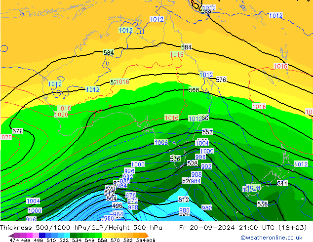 Thck 500-1000hPa GFS Fr 20.09.2024 21 UTC