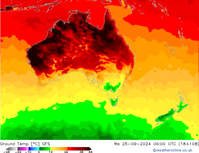 температура от 0-10 см GFS ср 25.09.2024 06 UTC