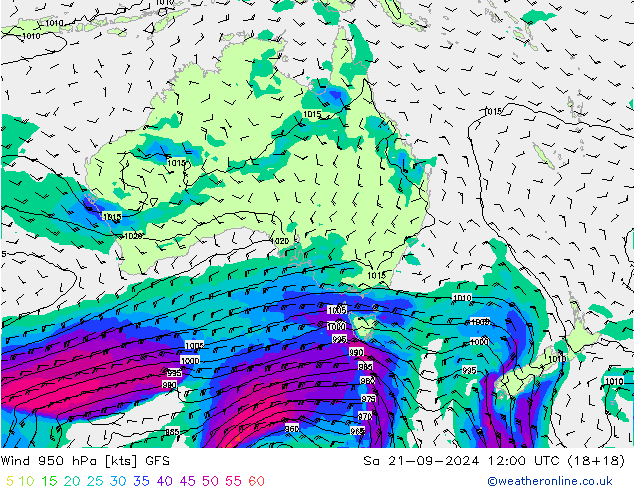 Wind 950 hPa GFS za 21.09.2024 12 UTC