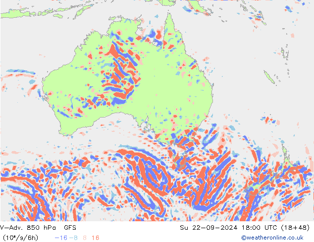 V-Adv. 850 hPa GFS Su 22.09.2024 18 UTC