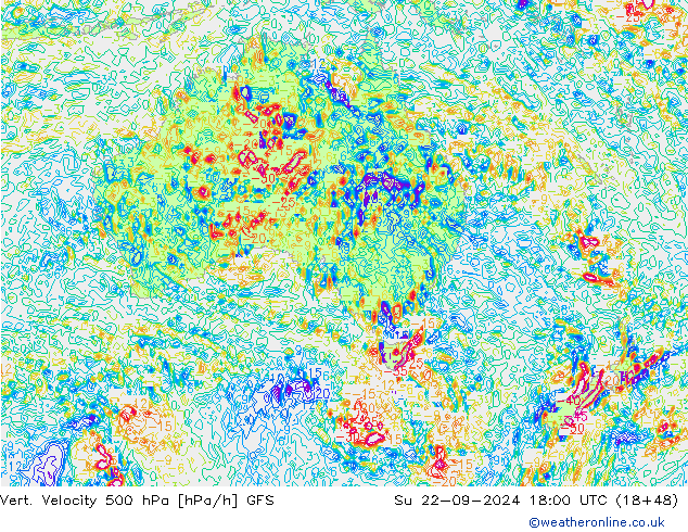 Vert. Velocity 500 hPa GFS nie. 22.09.2024 18 UTC