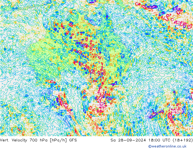 Vert. Velocity 700 hPa GFS Sáb 28.09.2024 18 UTC