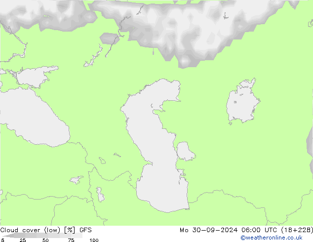 nízká oblaka GFS Po 30.09.2024 06 UTC