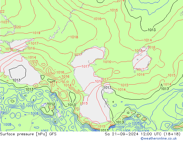 Pressione al suolo GFS sab 21.09.2024 12 UTC