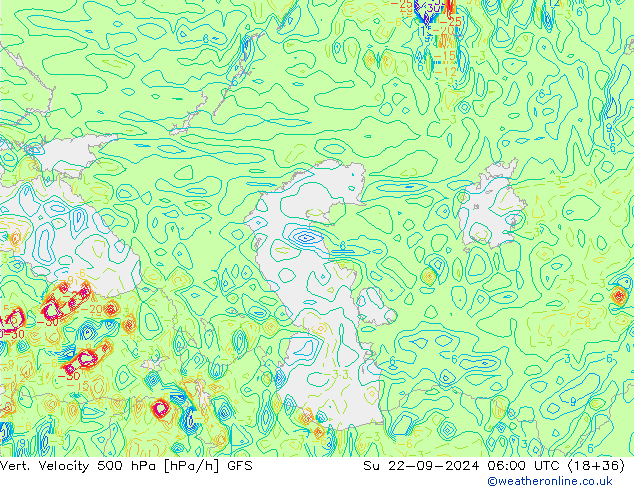 Vert. Velocity 500 hPa GFS Su 22.09.2024 06 UTC