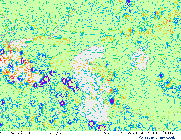 Vert. snelheid 925 hPa GFS ma 23.09.2024 00 UTC