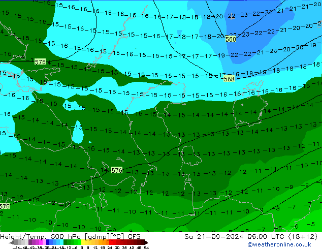 Hoogte/Temp. 500 hPa GFS za 21.09.2024 06 UTC