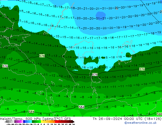 Height/Temp. 500 hPa GFS Čt 26.09.2024 00 UTC