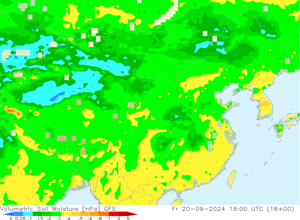 Volumetric Soil Moisture GFS пт 20.09.2024 18 UTC