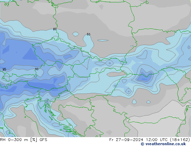 RH 0-300 m GFS Sex 27.09.2024 12 UTC