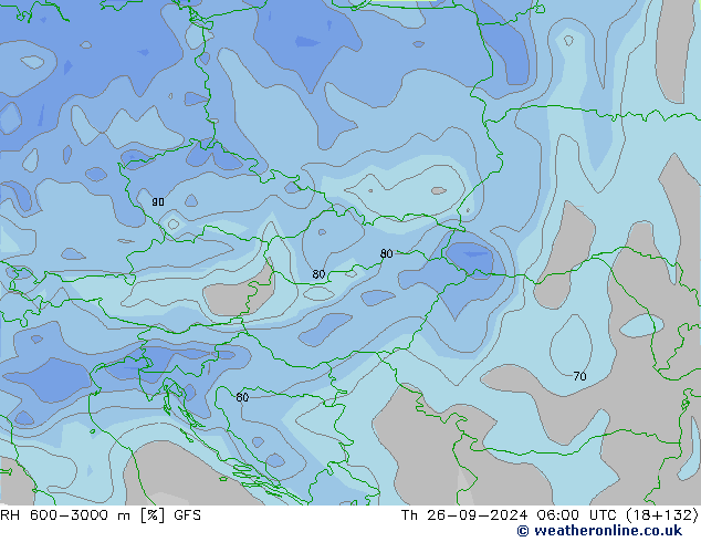 RH 600-3000 m GFS Th 26.09.2024 06 UTC