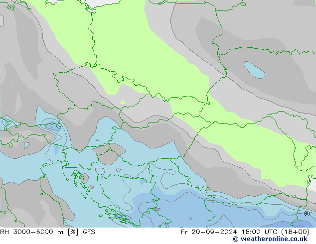 RH 3000-6000 m GFS Pá 20.09.2024 18 UTC