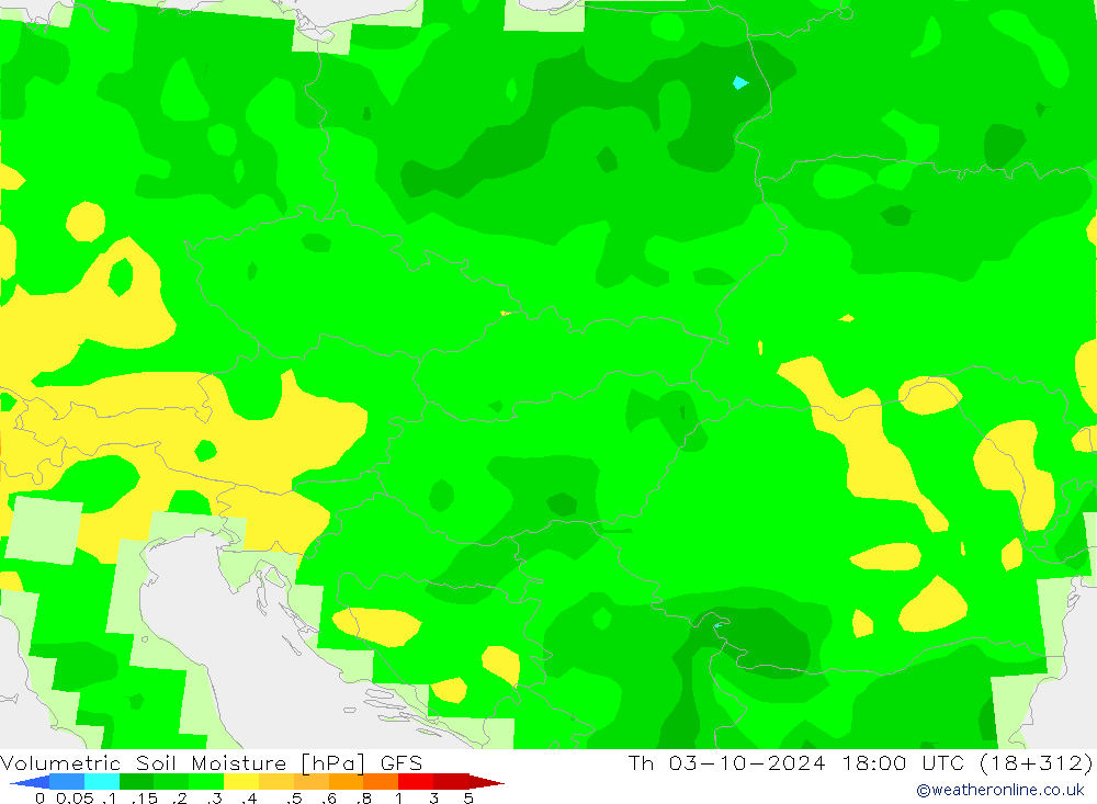 Volumetric Soil Moisture GFS Th 03.10.2024 18 UTC