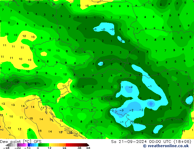 Dew point GFS Sa 21.09.2024 00 UTC