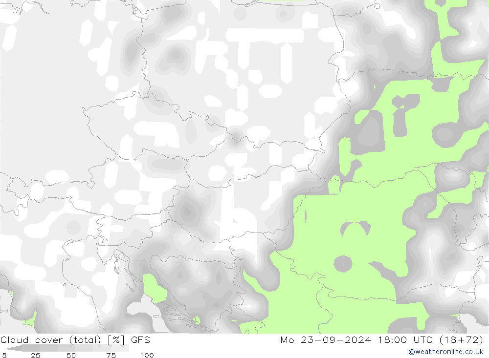 облака (сумма) GFS пн 23.09.2024 18 UTC