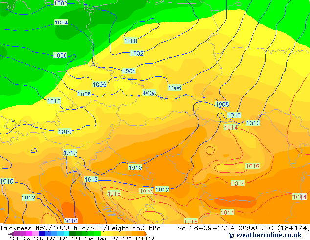 Thck 850-1000 hPa GFS So 28.09.2024 00 UTC