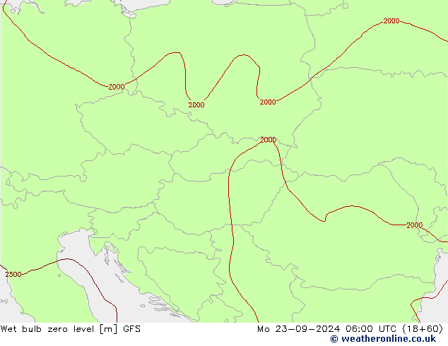 Wet bulb zero level GFS  23.09.2024 06 UTC