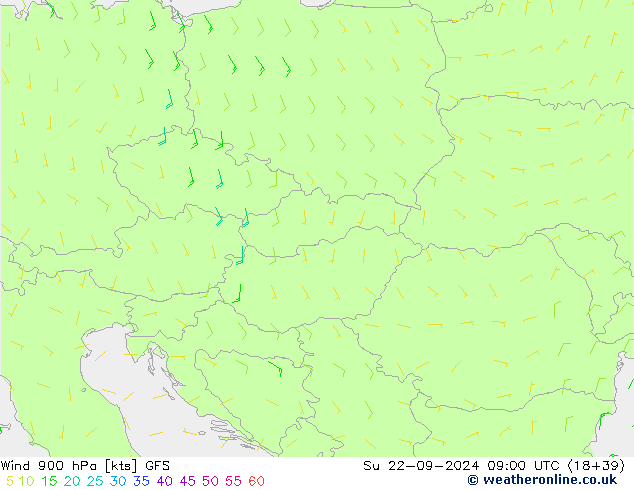 Wind 900 hPa GFS So 22.09.2024 09 UTC