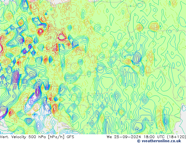 Vert. Velocity 500 hPa GFS Mi 25.09.2024 18 UTC