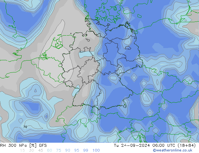 RH 300 hPa GFS mar 24.09.2024 06 UTC