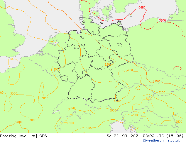 Freezing level GFS  21.09.2024 00 UTC