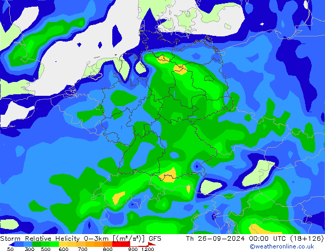 Storm Relative Helicity GFS gio 26.09.2024 00 UTC