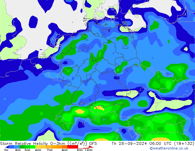 Storm Relative Helicity GFS Сентябрь 2024