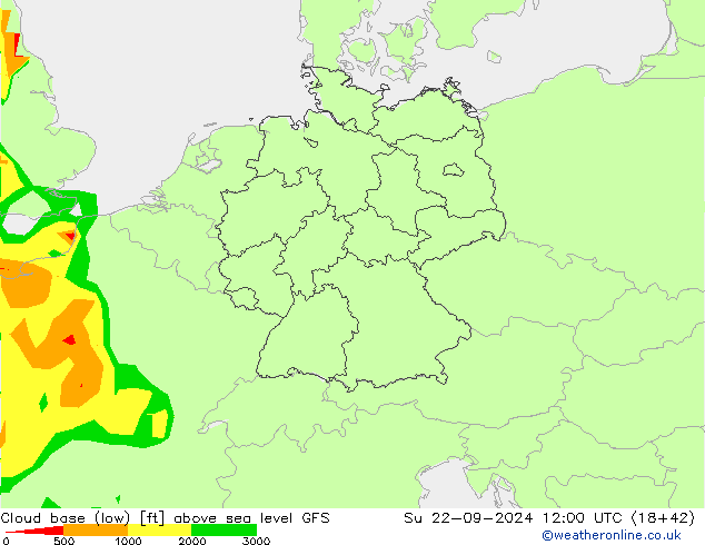 Cloud base (low) GFS Ne 22.09.2024 12 UTC