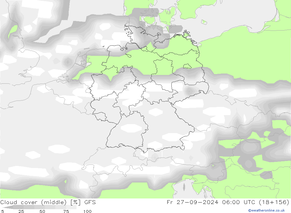 Cloud cover (middle) GFS Fr 27.09.2024 06 UTC