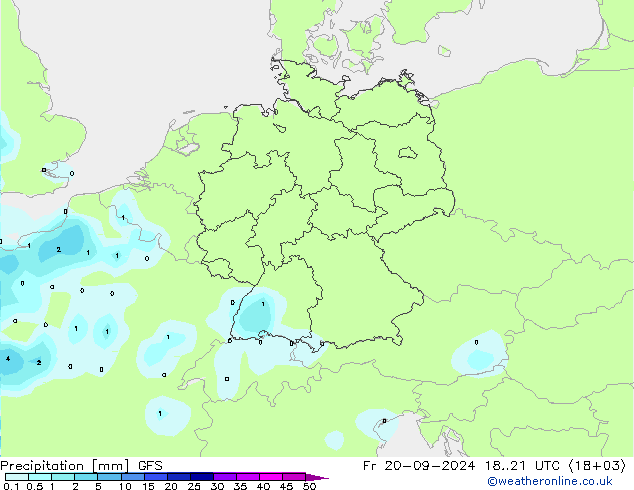 Neerslag GFS vr 20.09.2024 21 UTC