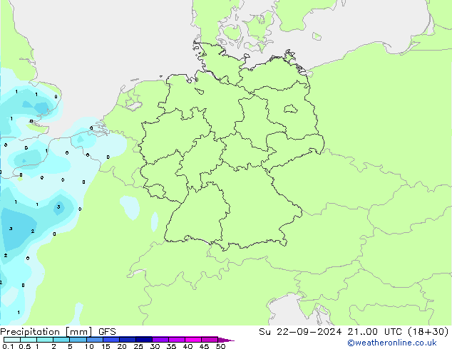 Precipitazione GFS dom 22.09.2024 00 UTC