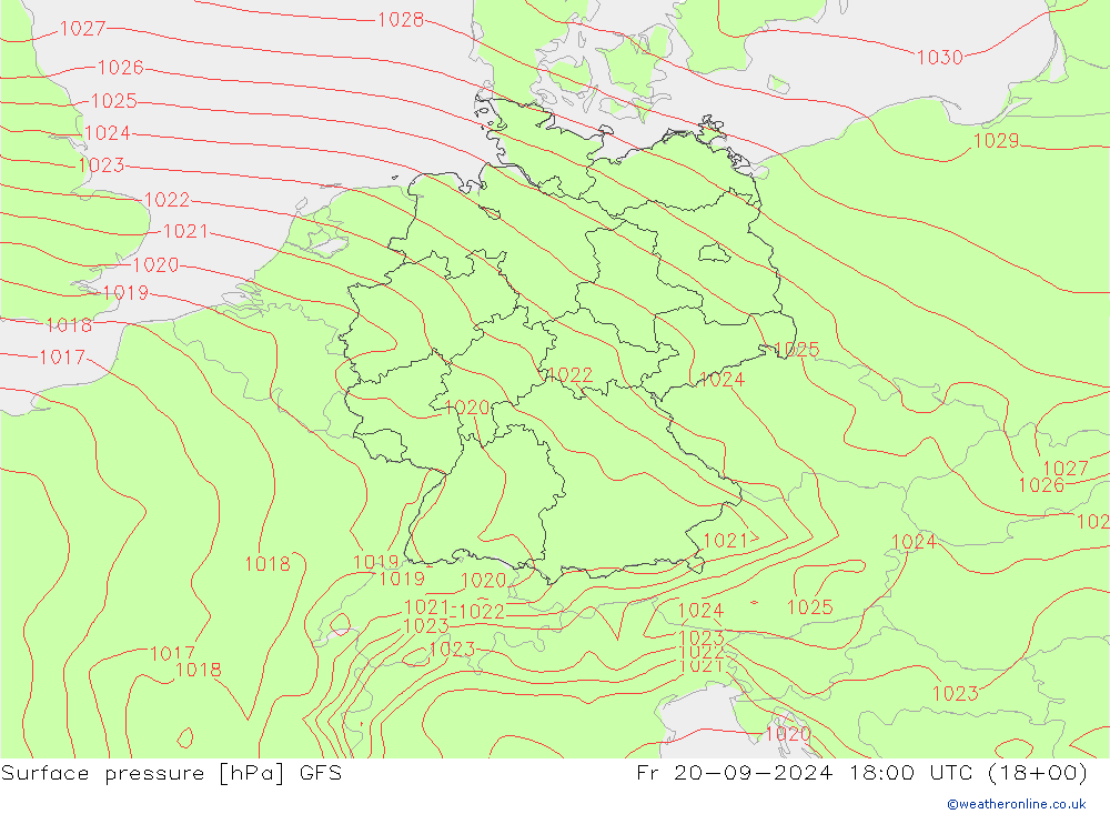 Bodendruck GFS Fr 20.09.2024 18 UTC