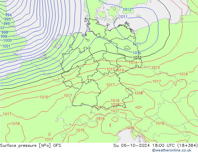 Luchtdruk (Grond) GFS zo 06.10.2024 18 UTC