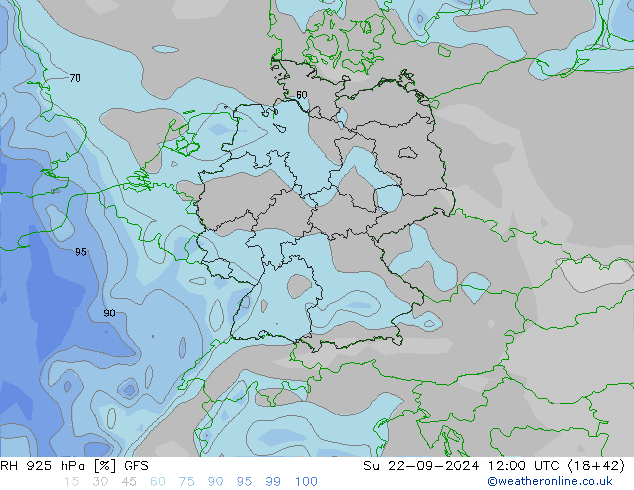 RH 925 hPa GFS  22.09.2024 12 UTC