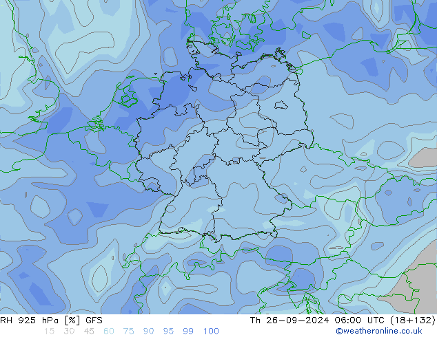 RH 925 гПа GFS чт 26.09.2024 06 UTC