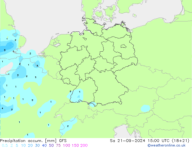 Precipitation accum. GFS So 21.09.2024 15 UTC