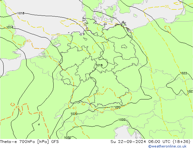 Theta-e 700hPa GFS septiembre 2024