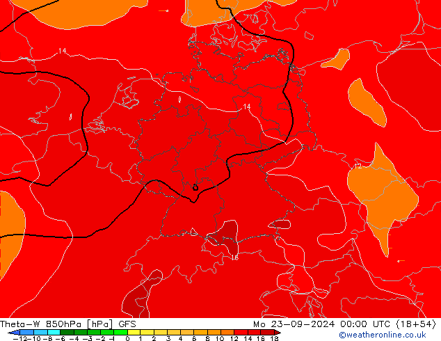 Theta-W 850hPa GFS Mo 23.09.2024 00 UTC