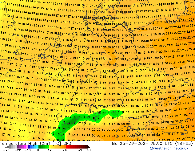 Max.  (2m) GFS  23.09.2024 09 UTC