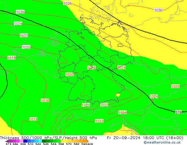 Thck 500-1000hPa GFS Fr 20.09.2024 18 UTC