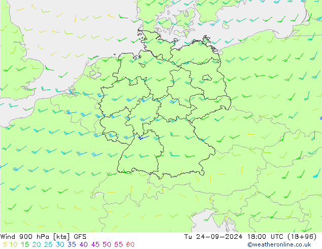  900 hPa GFS  24.09.2024 18 UTC