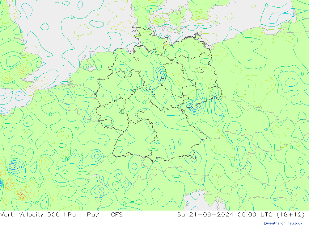 500 hPa Dikey Hız GFS Cts 21.09.2024 06 UTC