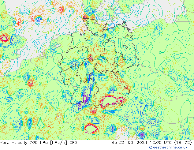 Vert. Velocity 700 hPa GFS Mo 23.09.2024 18 UTC