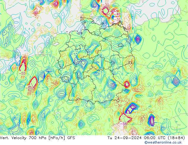 Vert. Velocity 700 hPa GFS Di 24.09.2024 06 UTC