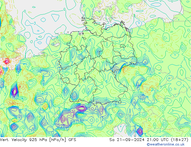 Vert. Velocity 925 hPa GFS Sa 21.09.2024 21 UTC